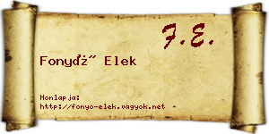 Fonyó Elek névjegykártya